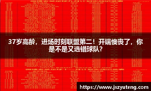 37岁高龄，进场时刻联盟第二！开端懊丧了，你是不是又选错球队？